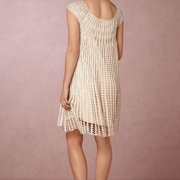 BHLDN Korovilas Ivory Kimika Crochet Lined Dress Bridal Wedding Size Medium - Picture 2 of 7